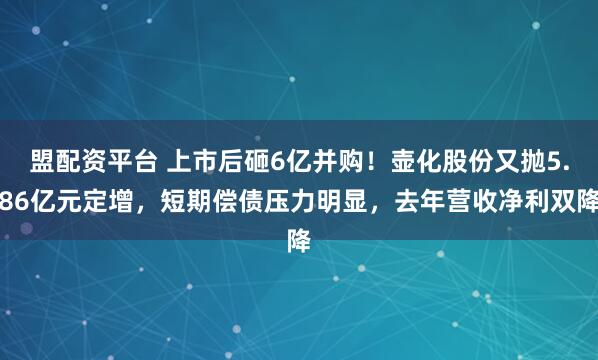 盟配资平台 上市后砸6亿并购！壶化股份又抛5.86亿元定增，短期偿债压力明显，去年营收净利双降
